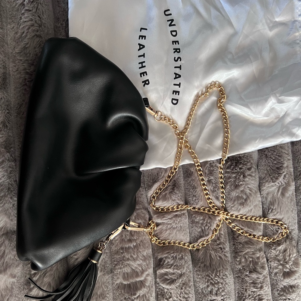 Elegant Black Clutch with Gold Chain
